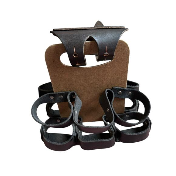 WALNUT Leather Studio Black Leather 6 Pack Beer Bicycle Carrier Masonite - Picture 2 of 9